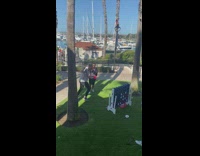 Friends play connect on the park and caught filmer