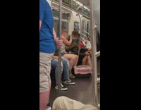 Guy on train ride carries white ferret 
