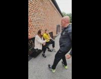 Bald guy walks around slapping everyone stunts 