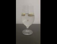 Soda water lemon seed float wine glass