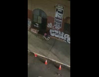 Drunk Woman Yells and Cries on Sidewalk 