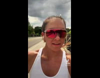 Girl running challenge friends boyfriend apple rings