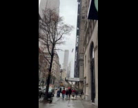 Equipment lifting being pulled from the rooftop