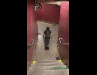 Black shirt guy push ups red wall 