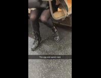 Egg rolls in train aisle 