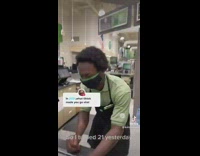 Guy turned twenty one slap ID on counter 