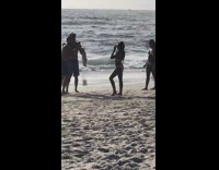 Girl bikini snake on neck beach friends part 2
