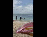 Woman swimsuit lay on transparent boat beach part 1