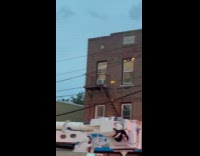 Power line sparks and burns after storm Part 3