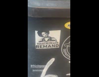 Thizz in peace sticker on garbage bin