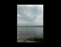 Collab WINY - Slow motion lightning strike near buildings river