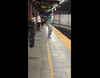 Collab Subway Creatures - Man doing tai chi at subway platform 