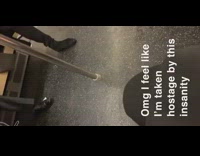 Pt. 2 The jolly cat in red green Chirstmas onesie suit sings loud on speakers on subway train