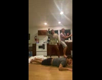 Guy jumps down lands on stomach fail 