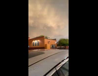 Beautiful sky with wet roads after rain with rainbow sunset