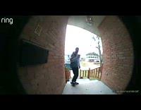 Delivery man run after dog broke door