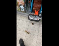 Man drop and break sunglasses on floor