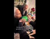 Woman gives great grandma first biggie shot