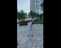 Blue hat jacket shoes lady dances quarantine 