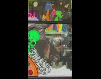 Chicken inside the store in NY at day with costumers 