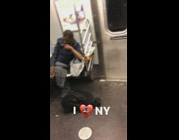 i heart NY man smokes on subway train
