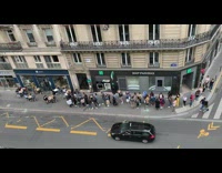 Guy black shirt photograph food restaurant line