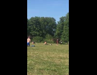 Girl red shorts dance park social distance