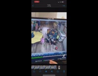 Little kid pulls chair away from baby sitter