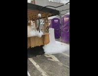 Cold Weather Creates Mist at Wooden Shack 