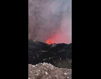 Lava inside Masaya volcano in Nicaragua smoke
