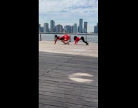 Collab Winy - Two women red top tiktok river park