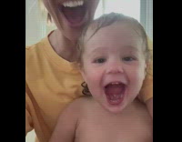 Mom and baby count to three shout