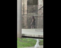 Woman in black dress tiktok dance at the park near the picnic