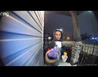 Kid scared from guy talking from doorbell