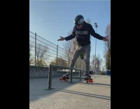 Guy edits skateboard to go through railing