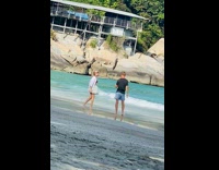 Collab IITW - Woman bikini skirt run at the beach