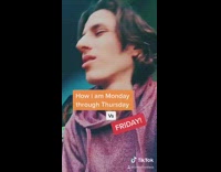 Red sweater guy friday filter drops bottle