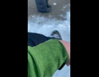 Cold steam came out of the green sweater sleeves