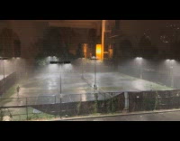 Collab WINY - Two guys play tennis during storm night