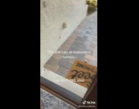 Guy sees aflac white duck outside of door 