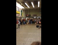 Collab Subway Creatures - Band perform while crowd dances at subway