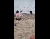 Woman white bikini sexy photo shoot beach