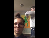 Guy punches hair bun like speed bag 