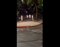 Man lit and throw fireworks on street night