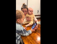 Little boy answers call from santa