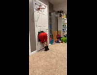 Guy holding football runs into door fail
