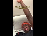 Guy is in good mood after stretching 