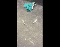 Mini liquor shot bottles and green boxers on subway floor