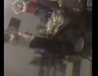 Red shirt girl falls off chair party 