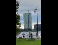 Collab Clips_MPUGC - Woman watching building implosion